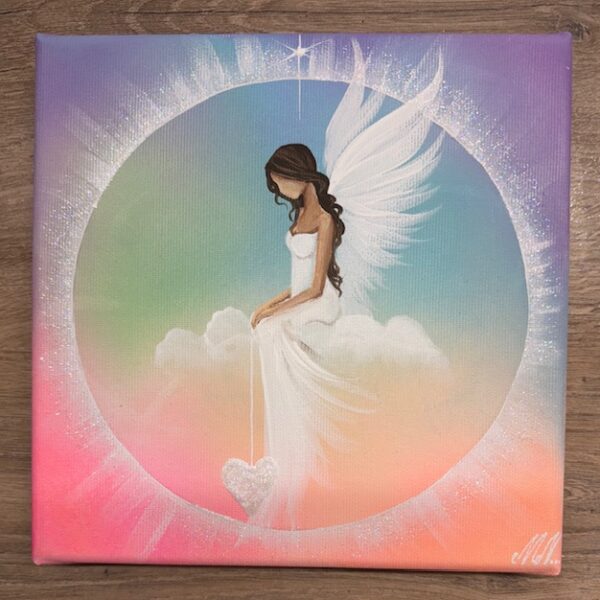 Andělský duhový obraz | Propojení se světlem | 1 | kamínky jako dárek.