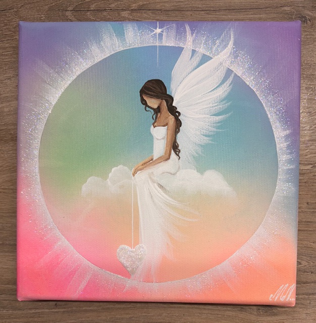 Andělský duhový obraz | Propojení se světlem | 1 | kamínky jako dárek.