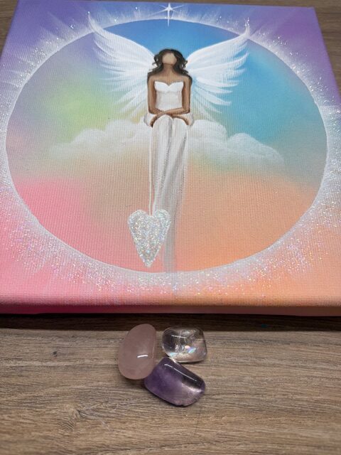 Andělský duhový obraz | Propojení se světlem | 2 | kamínky jako dárek. - Obrázek 2