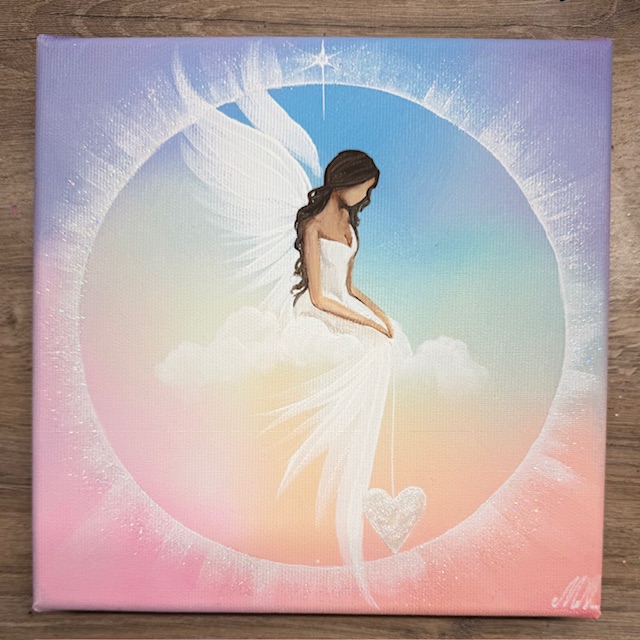 Andělský duhový obraz | Propojení se světlem | 3 | kamínky jako dárek.