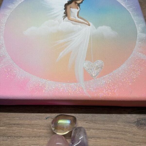 Andělský duhový obraz | Propojení se světlem | 3 | kamínky jako dárek.