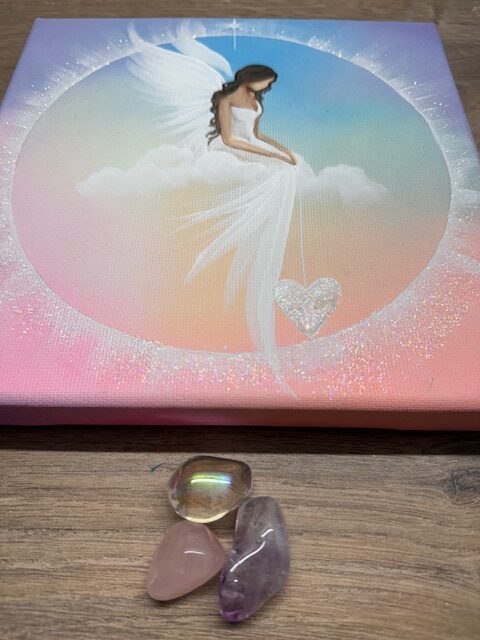 Andělský duhový obraz | Propojení se světlem | 3 | kamínky jako dárek. - Obrázek 2