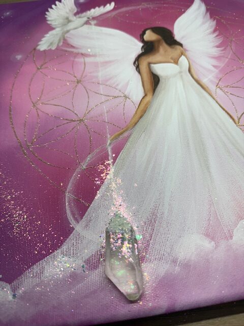 Andělský uklidňující obraz s křišťálem | Vnitřní svoboda | 40x40 cm - Obrázek 2