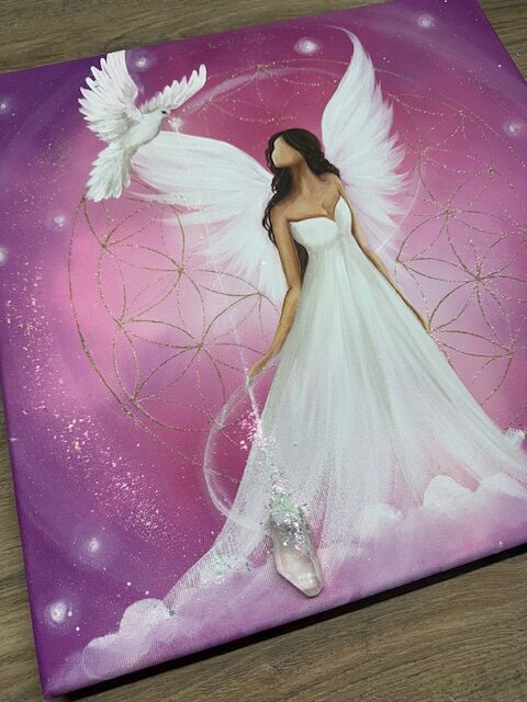 Andělský uklidňující obraz s křišťálem | Vnitřní svoboda | 40x40 cm - Obrázek 5