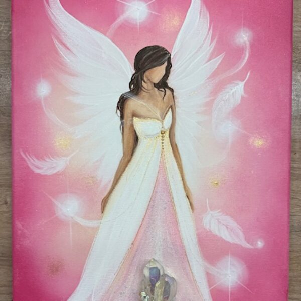 Andělský ochranný obraz s křišťálem | Nevinnost | 30x40