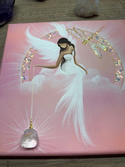 Andělský ochranný obraz s křišťálem | Proměna | 20x20 cm - Obrázek 2