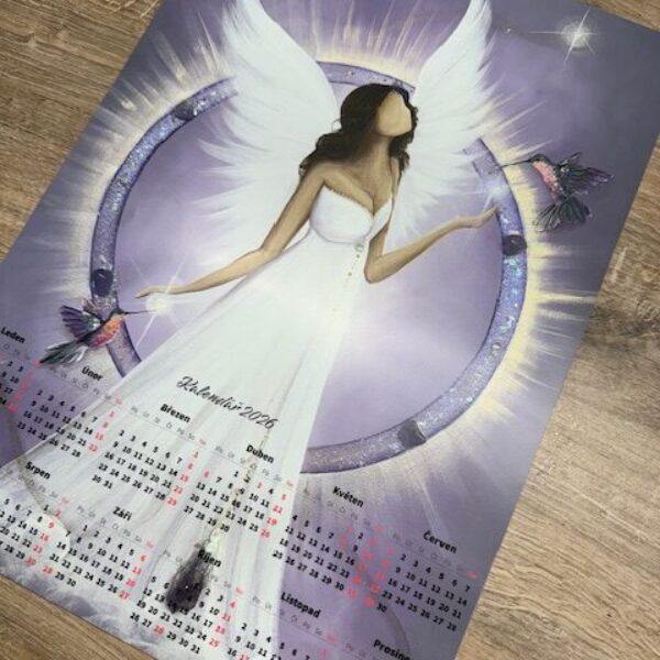 Plakátový roční kalendář 2026 | Andělé ArtofSoul | Kolibříci ve fialové