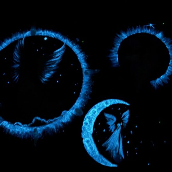 Andělský svítící, úplňkový obraz s křišťálem | Ve svitu měsíce | 20 cm