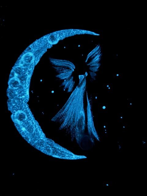 Andělský svítící, úplňkový obraz s křišťálem | Ve svitu měsíce | 20 cm - Obrázek 7