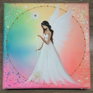 Andělský duhový energiťáček | Obraz svítící ve tmě | Rozsviťme | 20x20 cm