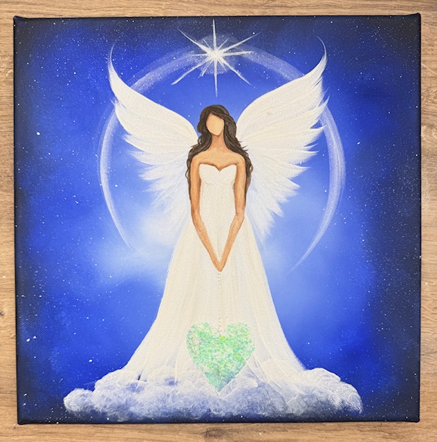 Andělský ochranný obraz svítící ve tmě | Anděl strážný | 30x30 cm