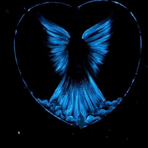 Andělský svítící obraz s křišťály | Z bolesti se rodí pravda | 40 cm