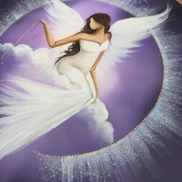 Andělský svítící, úplňkový obraz s ametystem | Vnímám svou duši | 30 cm