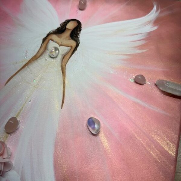 Andělský, velmi hluboký obraz s křišťály | Jsem skutečná | 50x50 cm