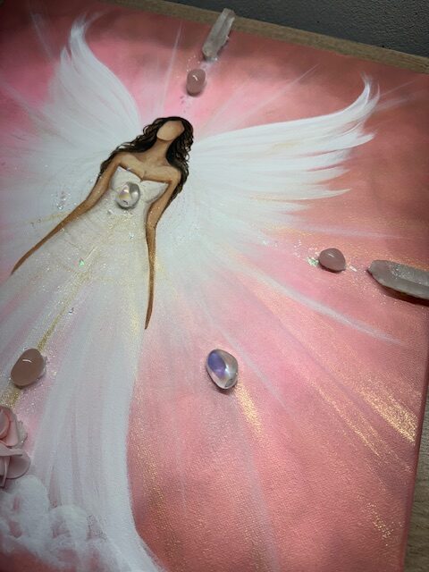 Andělský, velmi hluboký obraz s křišťály | Jsem skutečná | 50x50 cm - Obrázek 2