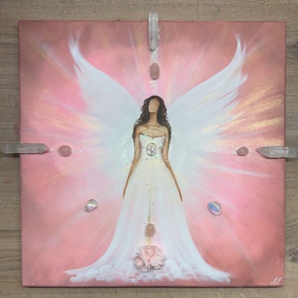 Andělský, velmi hluboký obraz s křišťály | Jsem skutečná | 50x50 cm