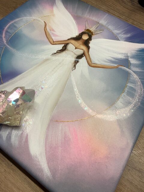 Andělský velmi silný ochranný obraz s křišťály | Návrat k sobě | 30x30 cm - Obrázek 3