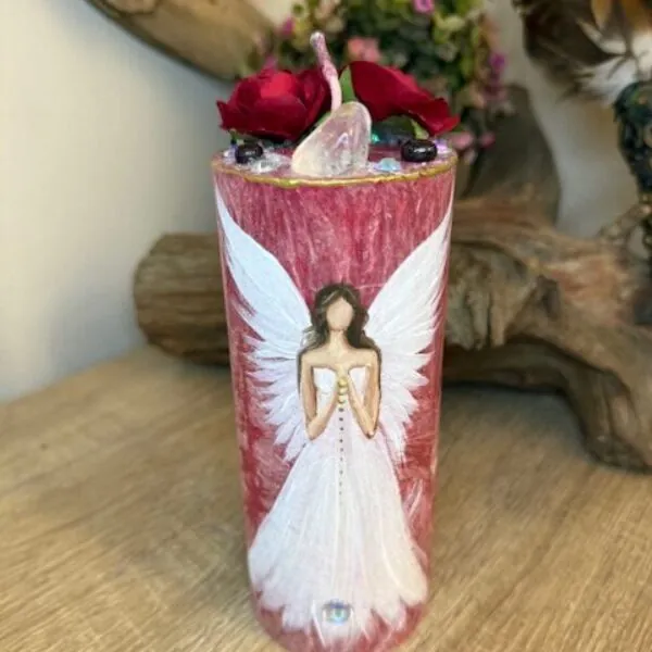 Andělská svíce SMÍŘENÍ | 16 cm | Červená | 2