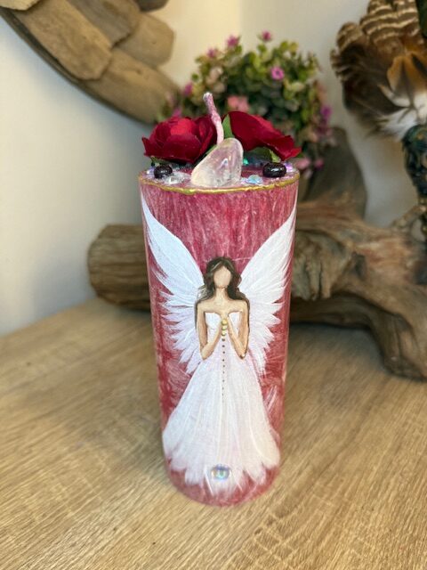 Andělská svíce SMÍŘENÍ | 16 cm | Červená | 2