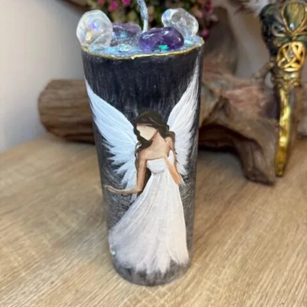 Andělská svíce SMÍŘENÍ | 16 cm | Černá | 1