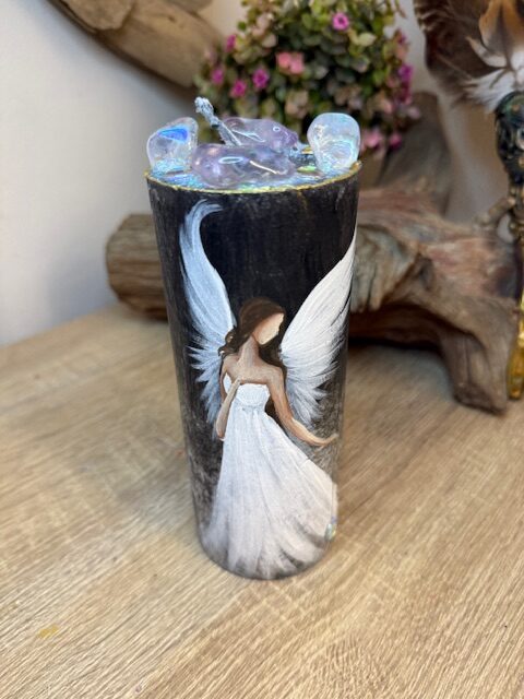 Andělská svíce SMÍŘENÍ | 16 cm | Černá | 2