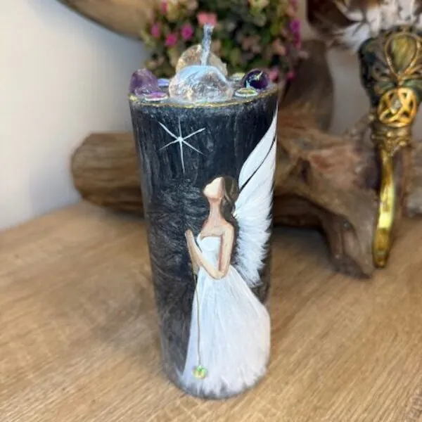 Andělská svíce SMÍŘENÍ | 16 cm | Černá | 3