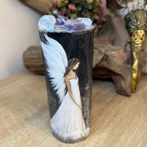 Andělská svíce SMÍŘENÍ | 16 cm | Černá | 4