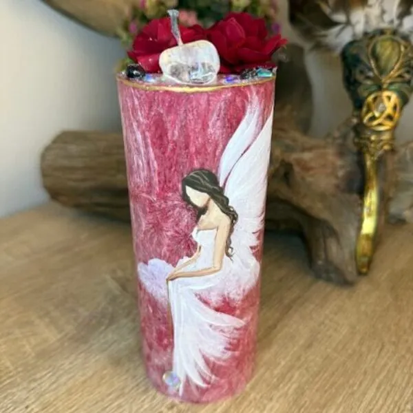 Andělská svíce SMÍŘENÍ | 16 cm | Červená | 1