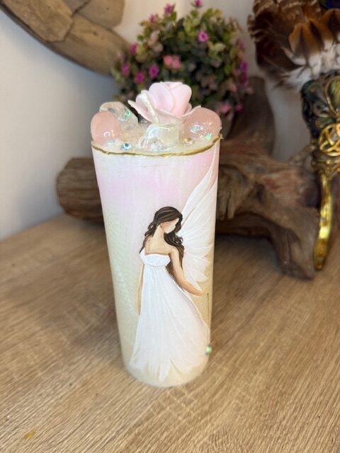 Andělská svíce SMÍŘENÍ | 16 cm | Bílorůžová | 1