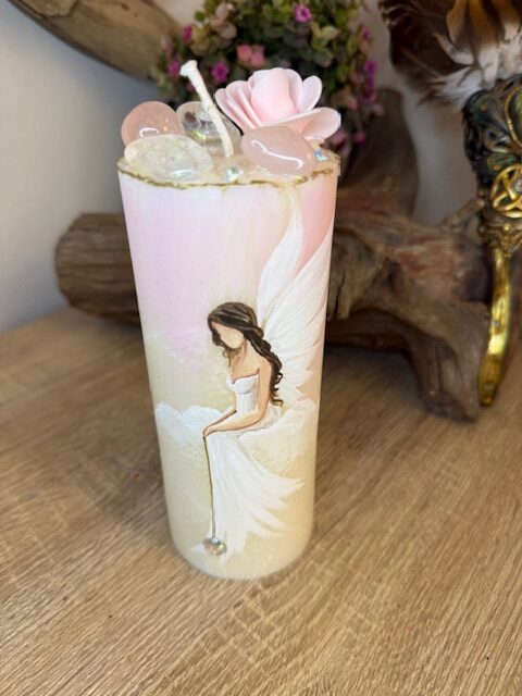 Andělská svíce SMÍŘENÍ | 16 cm | Bílorůžová | 2