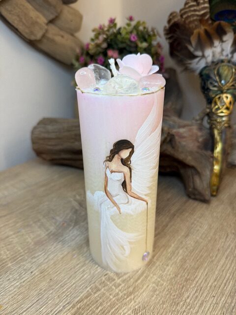 Andělská svíce SMÍŘENÍ | 16 cm | Bílorůžová | 3