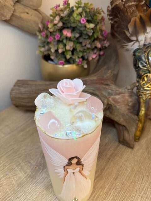 Andělská svíce SMÍŘENÍ | 16 cm | Bílorůžová | 4 - Obrázek 3