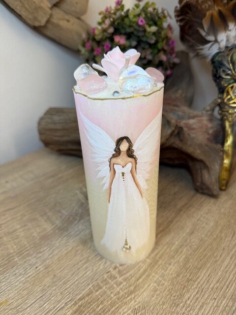 Andělská svíce SMÍŘENÍ | 16 cm | Bílorůžová | 4