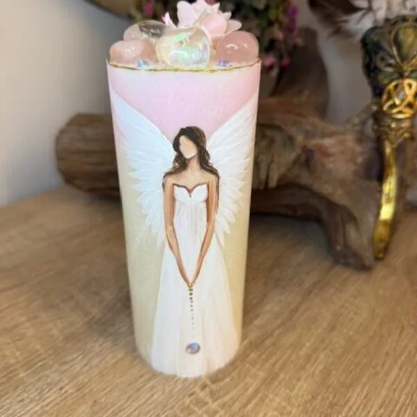 Andělská svíce SMÍŘENÍ | 16 cm | Bílorůžová | 5