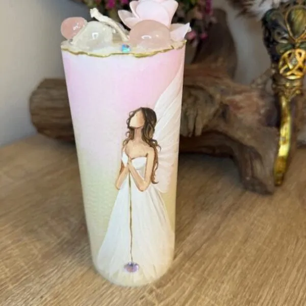 Andělská svíce SMÍŘENÍ | 16 cm | Bílorůžová | 6
