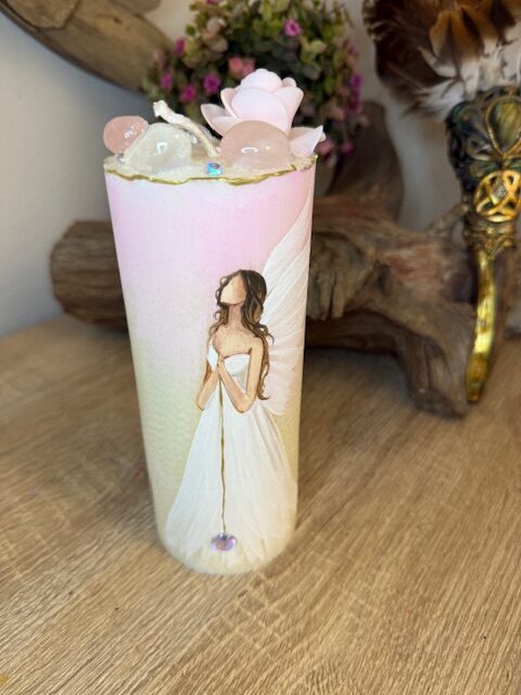 Andělská svíce SMÍŘENÍ | 16 cm | Bílorůžová | 6