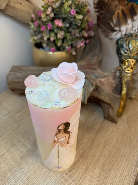 Andělská svíce SMÍŘENÍ | 16 cm | Bílorůžová | 6 - Obrázek 3