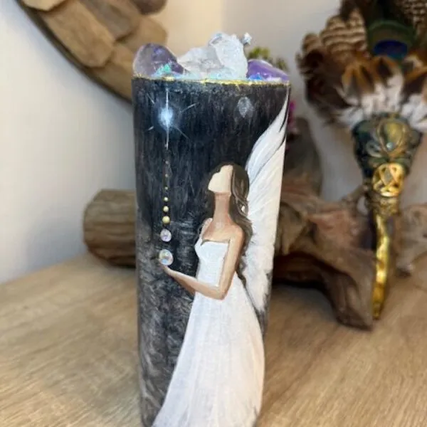 Andělská svíce SMÍŘENÍ | 20 cm | ČERNÁ