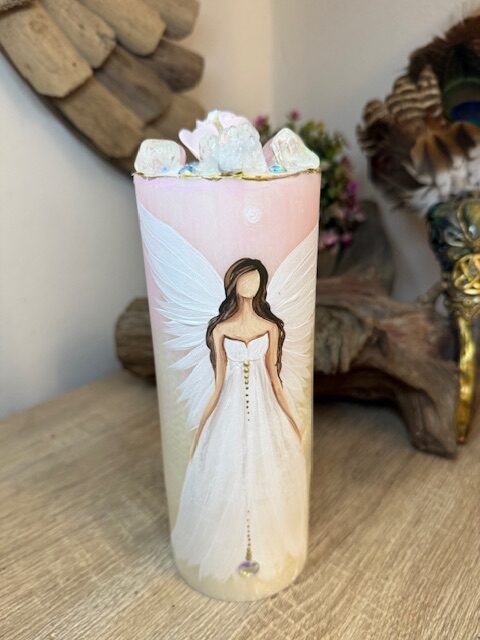 Andělská svíce SMÍŘENÍ | 20 cm | BÍLÁ