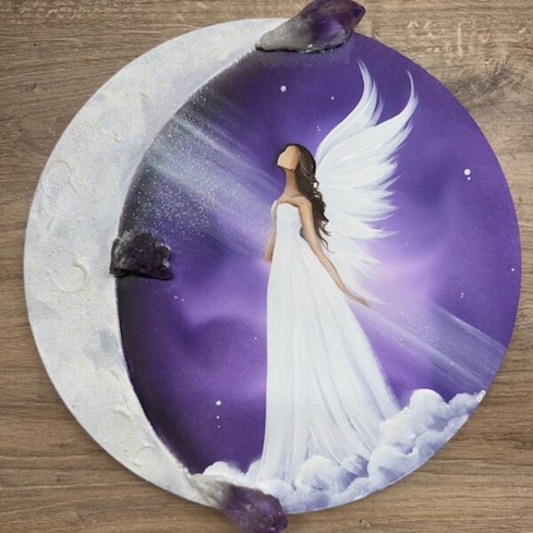 Velmi silný, ochranný a podporující obraz s ametysty | Ve svitu pravdy | 30 cm svítí ve tmě