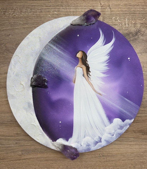 Velmi silný, ochranný a podporující obraz s ametysty | Ve svitu pravdy | 30 cm svítí ve tmě