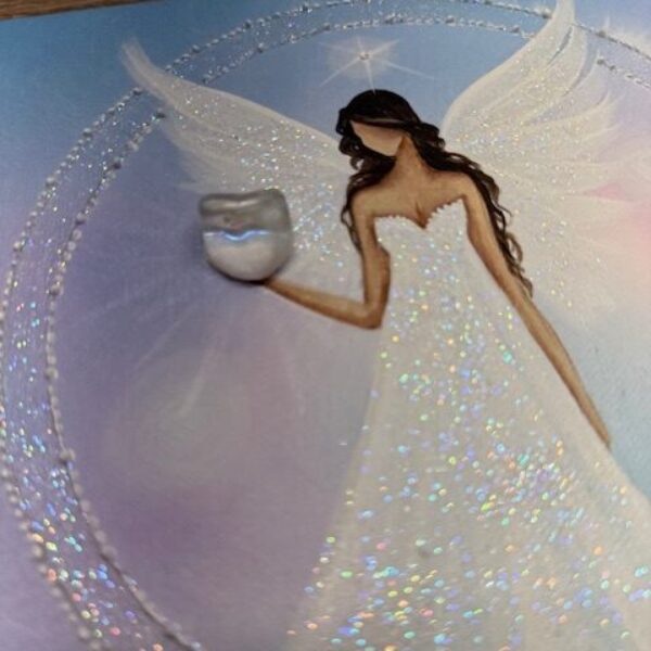 Andělský ochranný a harmonizační obraz s křišťálem | Mír ve tvém nitru | 20x20 cm