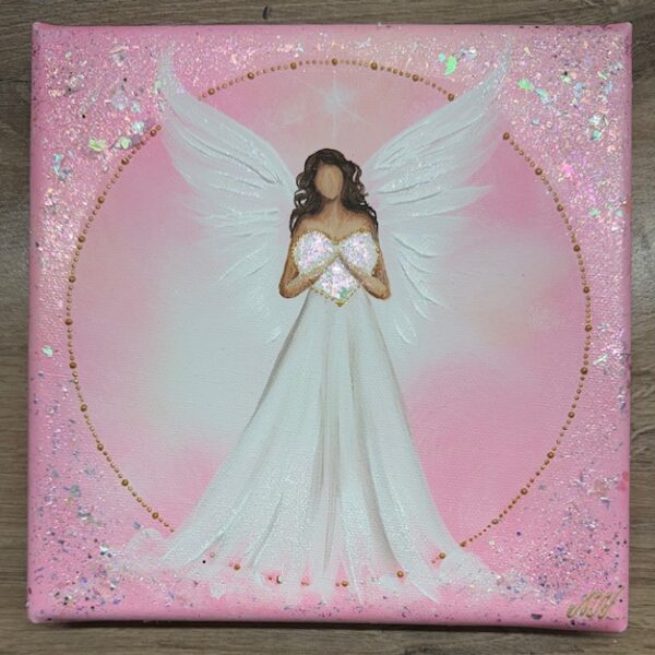 Andělský ochranný a harmonizační obraz svítící ve tmě | Jsem láska | 20x20 cm