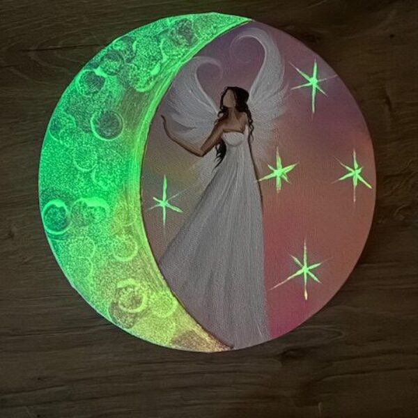 Andělský obraz plný světla a ochranné energie | Odevzádávm se svému světlu | 20 cm | Svítí ve tmě