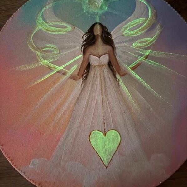 Andělský obraz plný světla a ochranné energie | Odevzádávm se svému světlu | 30 cm | Svítí ve tmě