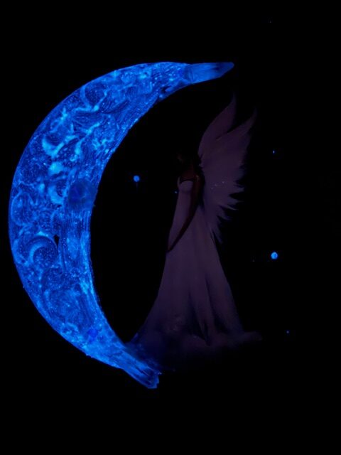 Andělský ochranný a svítící, úplňkový obraz s křišťálem | Osvícení stínů | 20cm 2 - Obrázek 3