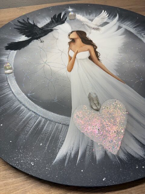 Andělský úplňkový ochranný obraz s křišťály | V PRAVDĚ | 50 cm Svítí ve tmě - Obrázek 2