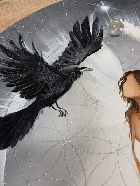 Andělský úplňkový ochranný obraz s křišťály | V PRAVDĚ | 50 cm Svítí ve tmě - Obrázek 8