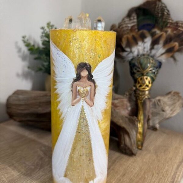 Ochranná andělská svíce se záměrem | Rozpuštění strachu | 20cm