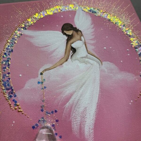 Andělský obraz v energiích novoluní s poselstvím | Anděl laskavosti | 20x20 cm